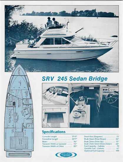 1982 Sea Ray 245 Srv Sedan Bridge Configuration Brochure 1