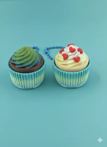 3D-Printed Cupcake Fidget Keychain – Clickable Dessert Charm 1