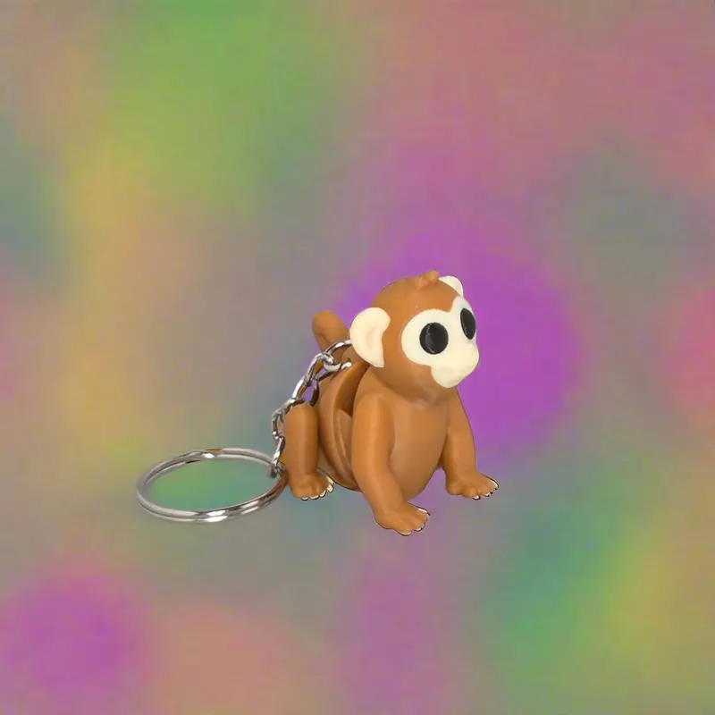 Animated Monkey Keychain – 3D-Printed Articulating Animal Charm 1