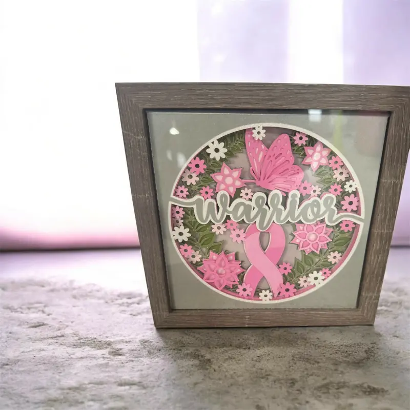 Breast Cancer Warrior 3D Photo Display – Empowering Memorial Frame 1