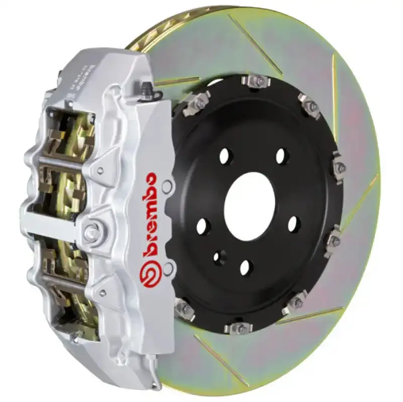 Brembo Front Brake Kit For 2007–2018 Jeep Wrangler & Unlimited – Gt Series, 6-Piston Calipers, 380X34Mm Two-Piece Slotted Rotors (Silver) 1
