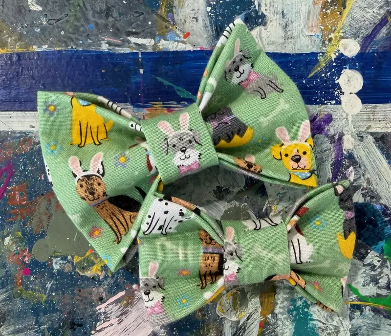 Bunny-Ears Bow-Tie Dog Bandana – Easter Pet Collar Accent 1