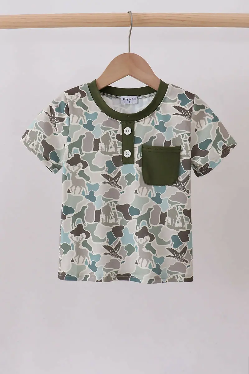 Camouflage Duck Print Pocket Top For Kids 1