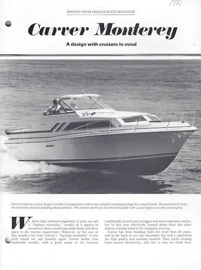 Carver 2687 Monterey Trailerable Boat Feature – Lakeland Boating Magazine Reprint 1