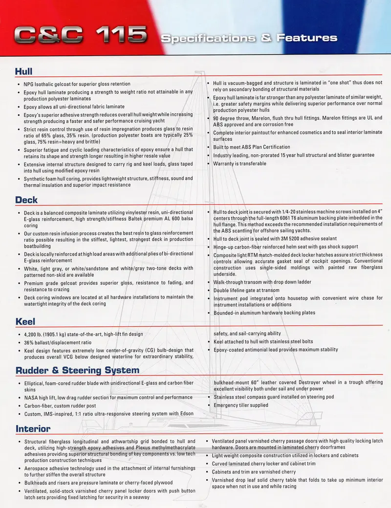 C&C 115 Luxury Motor Yacht Spec Brochure 1
