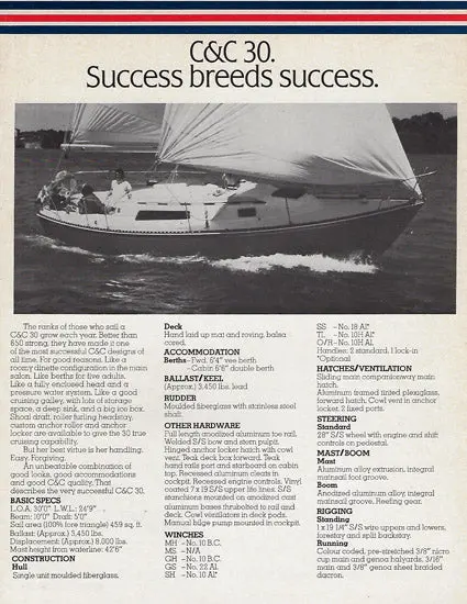 C&C 30 Coastal Cruising Brochure 1