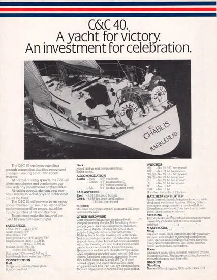 C&C 40 Foot Cruiser Brochure 1