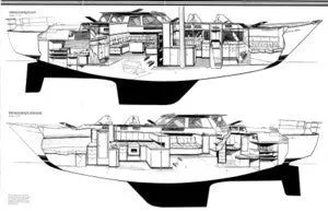 C&C Landfall 48 Hull Profile Drawings: Port And Starboard Views 1