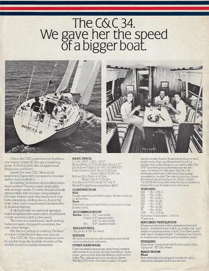 C&C Yachts 34 Sailing Vessel Brochure 1