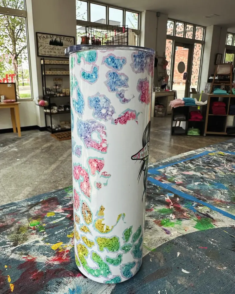 Cheetah Print Messy Bun Tumbler 1