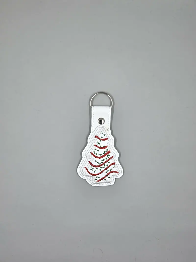 Christmas Tree Cake Embroidered Holiday Keychain 1