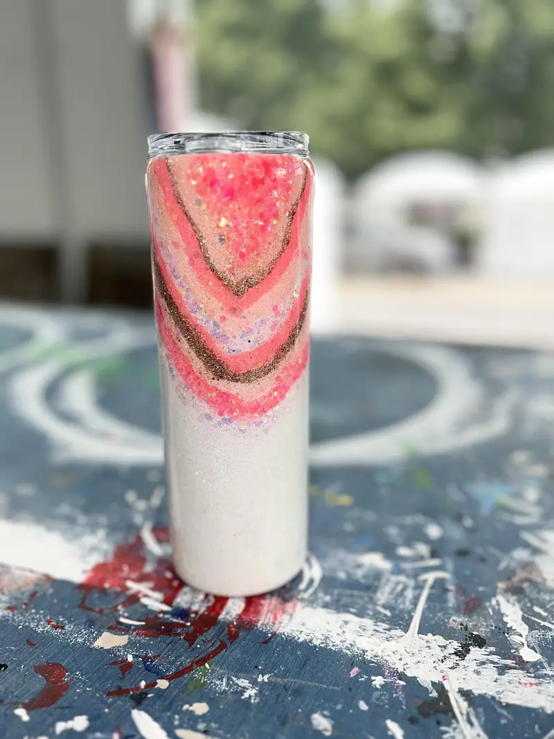 Coral Pink Geode Tumbler 1