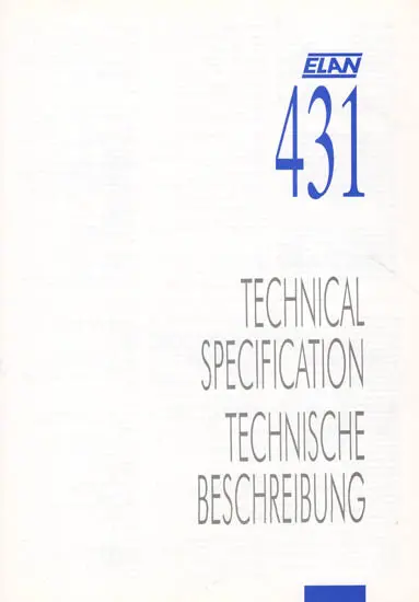 Elan 431 Technical Specifications Sheet 1