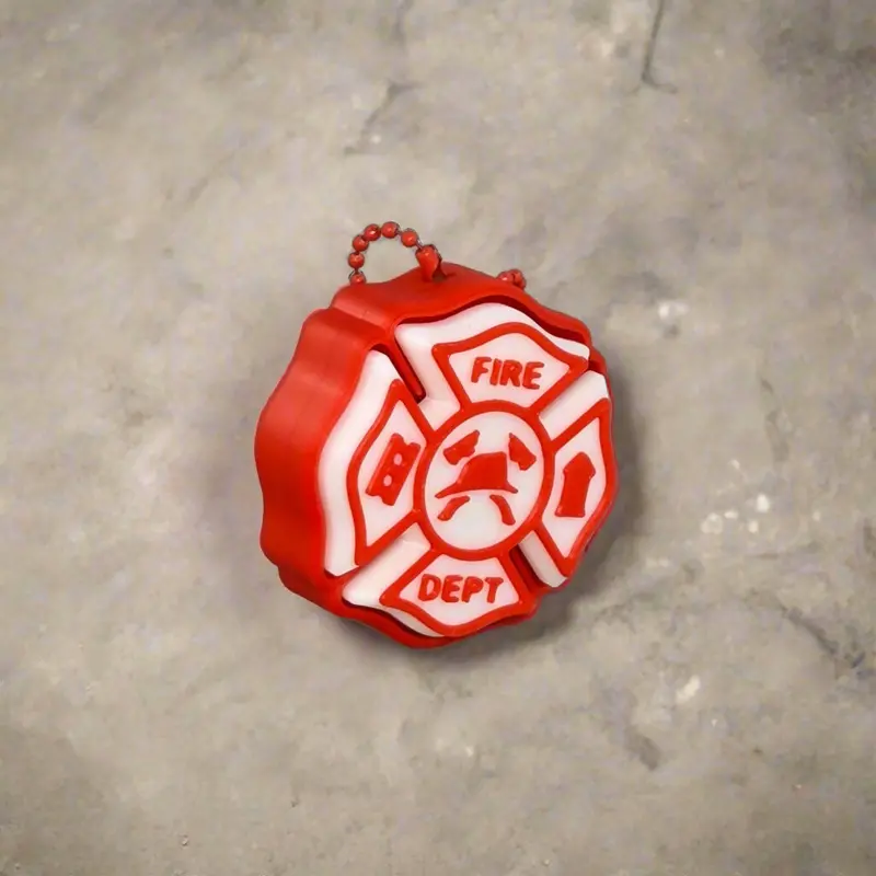 Firefighter-Themed Clicker Keychain – Maltese Cross Fire Dept Fidget 1