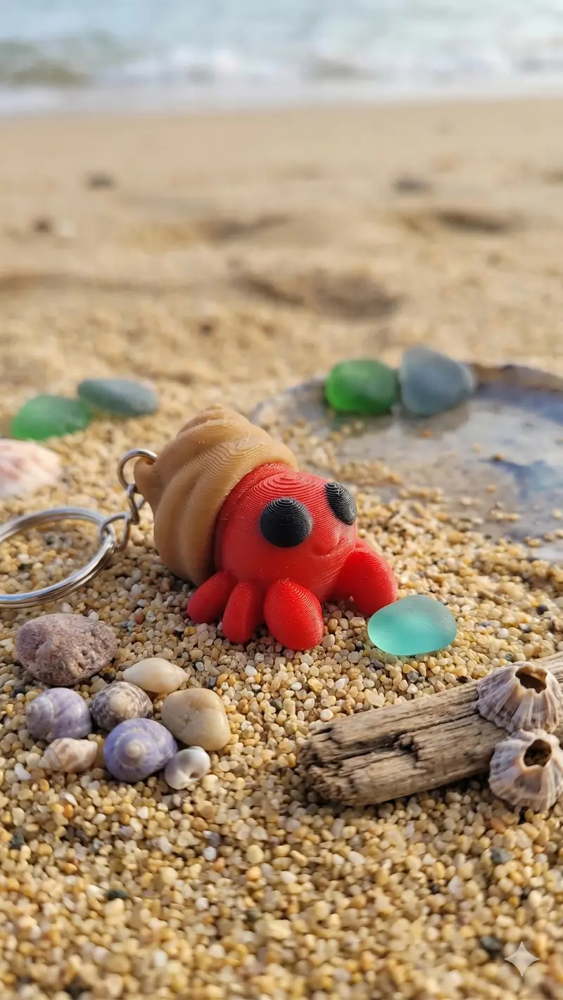 Flexi Hermit Crab Poseable Fidget Keychain 1
