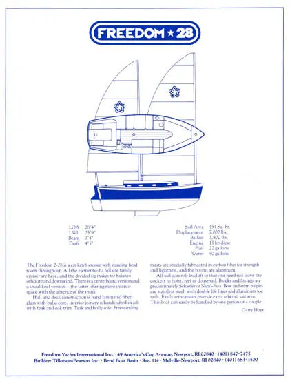 Freedom 28 Hoyt Ketch Technical Specifications 1