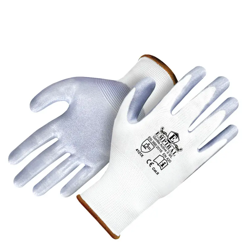 Gorilla Active-Ii Work Gloves – 13-Gauge White Polyester Liner With Grey Nitrile Palm 1