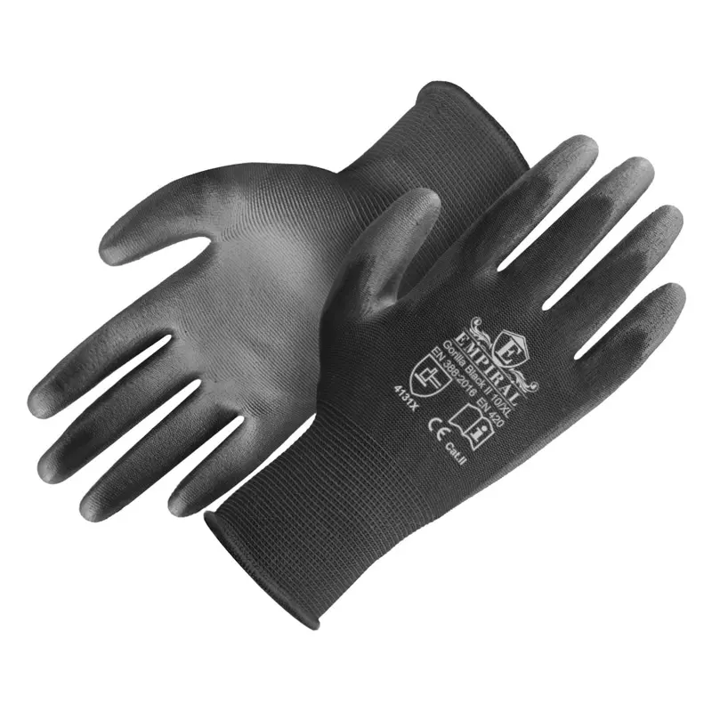 Gorilla Black-I Pu-Coated Gloves – Black Liner And Palm For Enhanced Grip & Durability 1