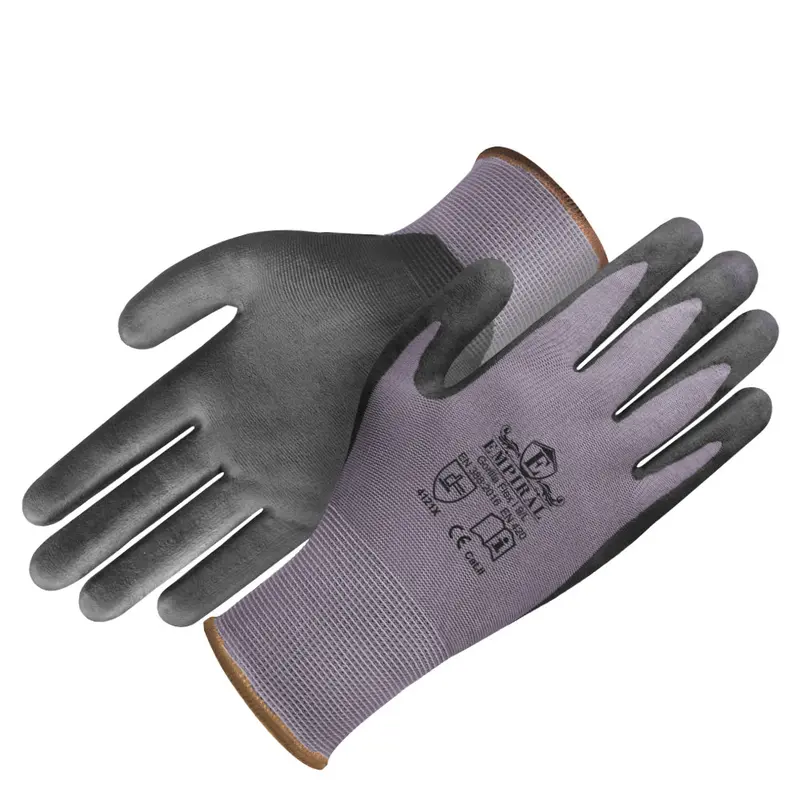 Gorilla Flex-I Grey Polyester 13-Gauge Gloves With Black Microfoam Nitrile Palm Coating 1