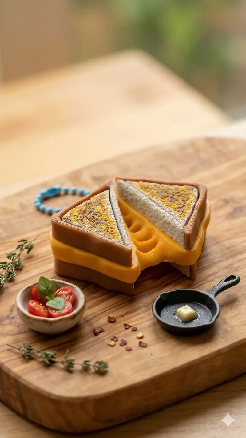 Grilled Cheese Pressable Sensory Keychain 1
