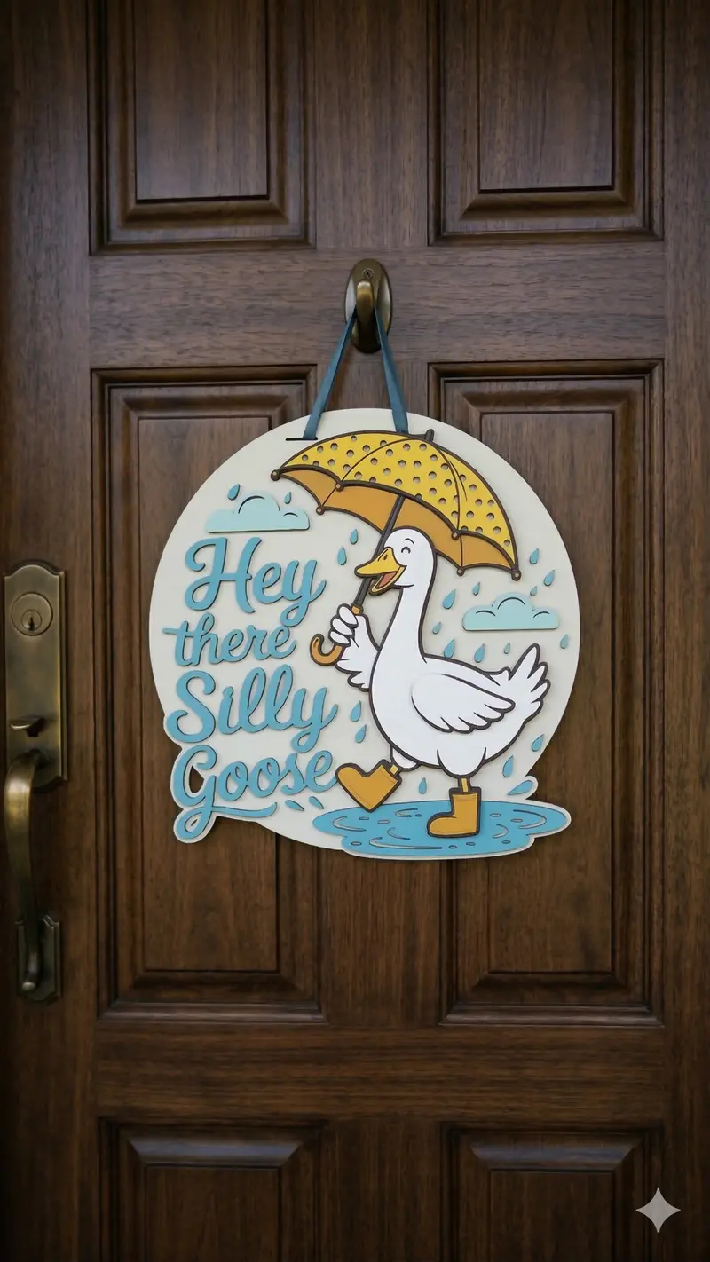 'Hey There, Silly Goose' 3D Layered Door Hanger – Whimsical Entryway Decor 1