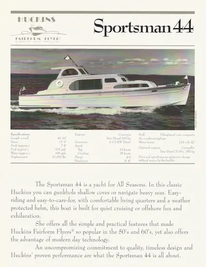 Huckins Sportsman 44 Owner’S Preview Brochure 1