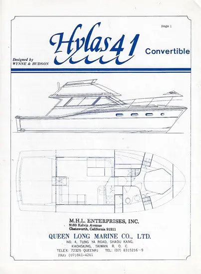 Hylas 41 Convertible Performance Cruiser Specifications 1
