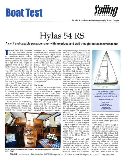 Hylas 54 Raised Salon – Sailing Magazine Feature Reprint 1