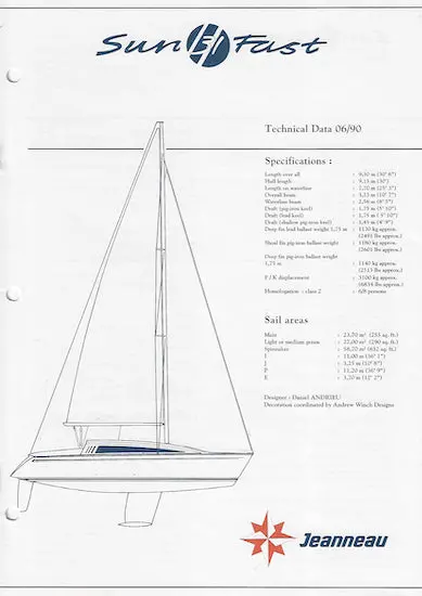 Jeanneau Sun Fast 31 Racing Yacht Specifications 1