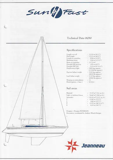 Jeanneau Sun Fast 41 High-Performance Sailboat Specs 1