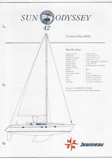 Jeanneau Sun Odyssey 42 Sailboat Brochure 1