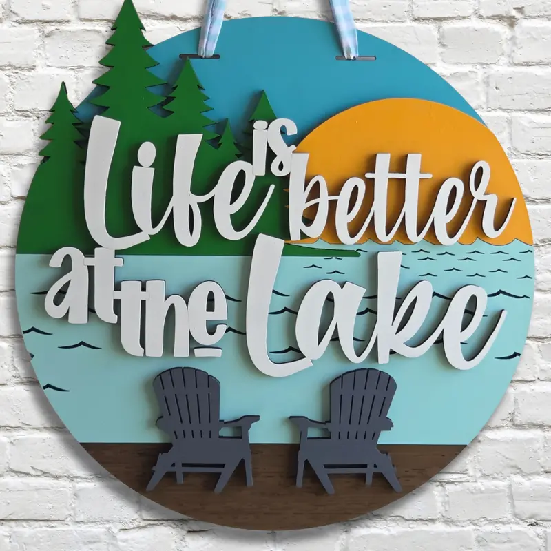 Lake Life Themed Layered Door Sign 1