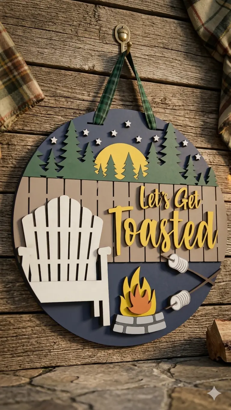'Let'S Get Toasted' Wooden Layered Door Hanger 1
