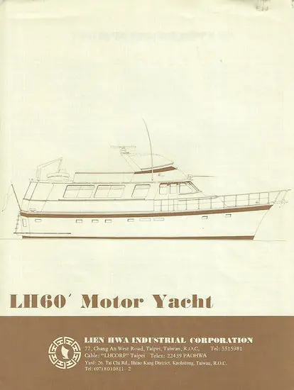 Lien Hwa 60 Motor Yacht Specification Sheet 1