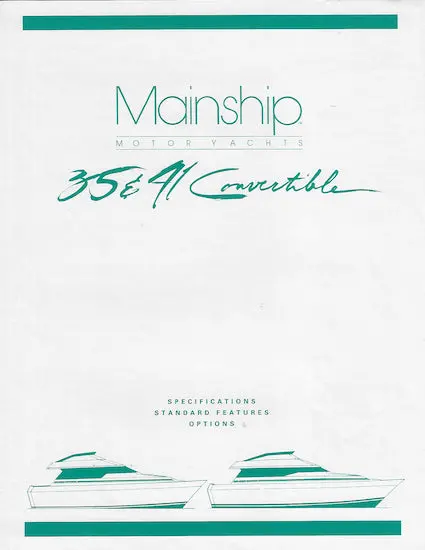 Mainship Convertible Model Specifications Sheet 1