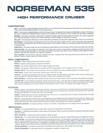 Norseman 535 Technical Specification Sheet 1