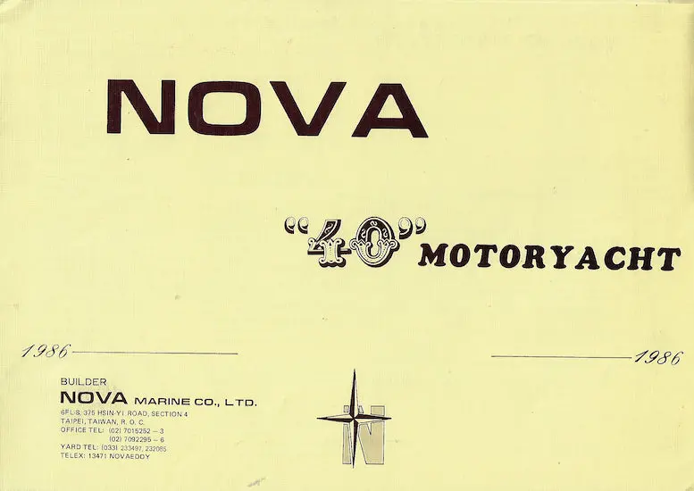 Nova 40 Motor Yacht Specification Sheet 1