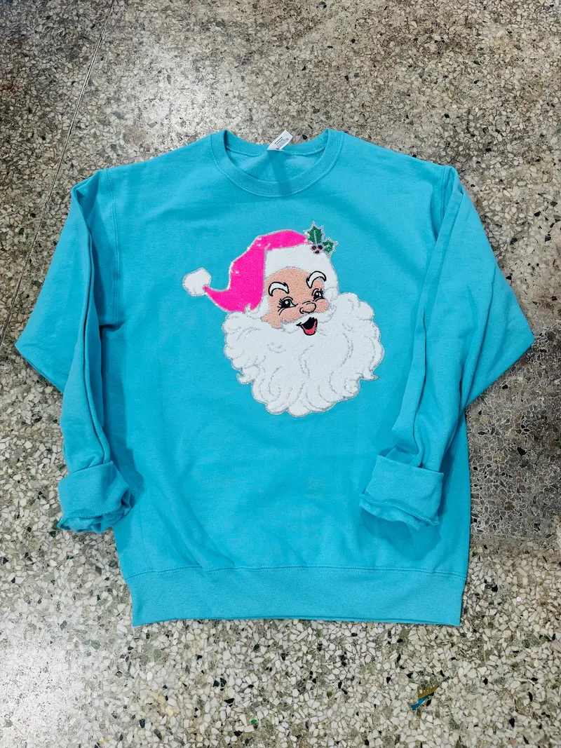 Pink Santa Hat Graphic Crewneck Sweatshirt 1