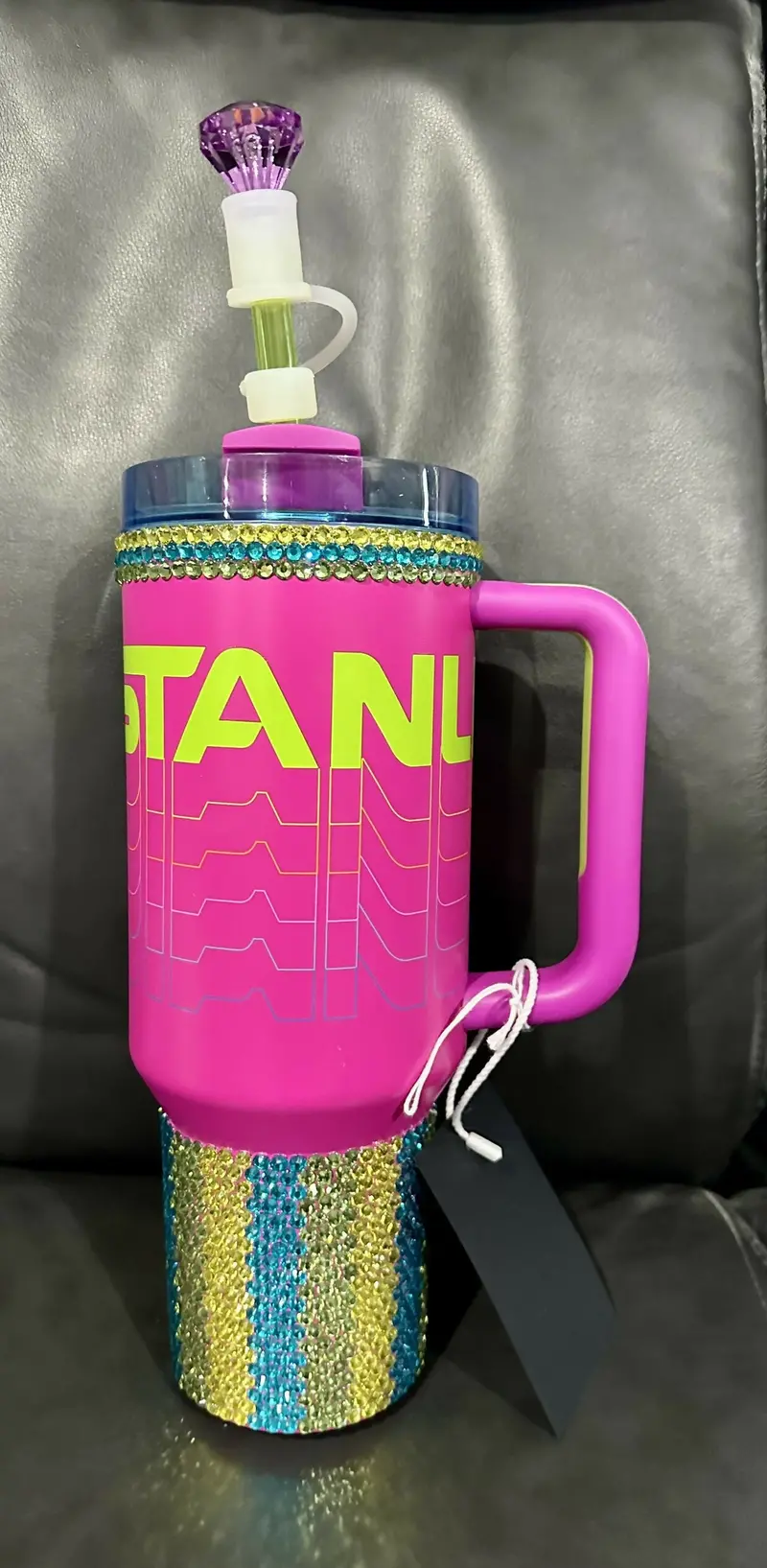 Pink Striped Stanley 40 Oz Tumbler – Insulated Stainless Steel 1