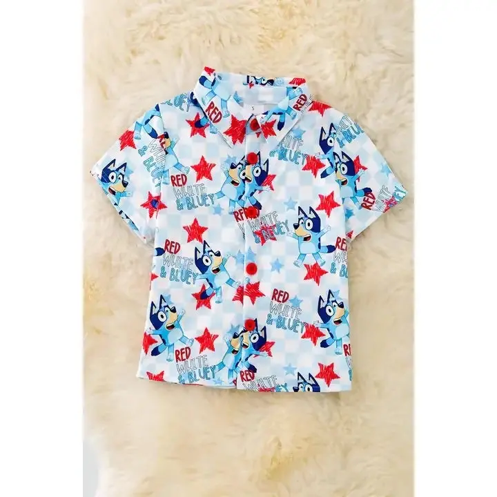 Red, White & Blue Dog Collar Top With Patriotic Design 1