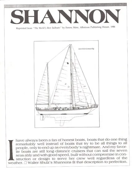 Shannon Yachts – 'The World'S Best Sailboats' Reprint Guide 1
