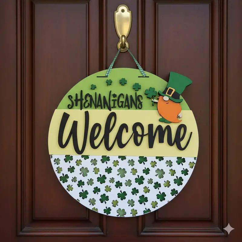 Shenanigans Welcome Sign – 3D Layered Entryway Decoration 1
