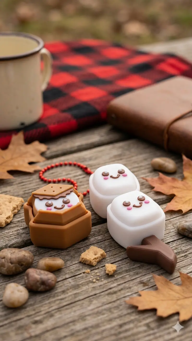 S'Mores Press-Activated Fidget Keychain 1