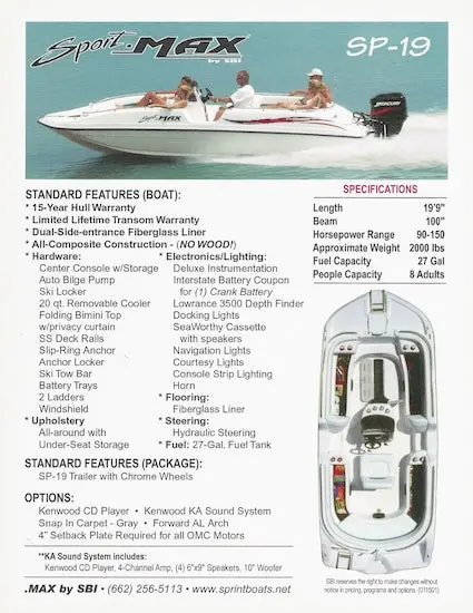 Sport Max Sp-19 And Sp-21 Sport Fishing Brochure 1