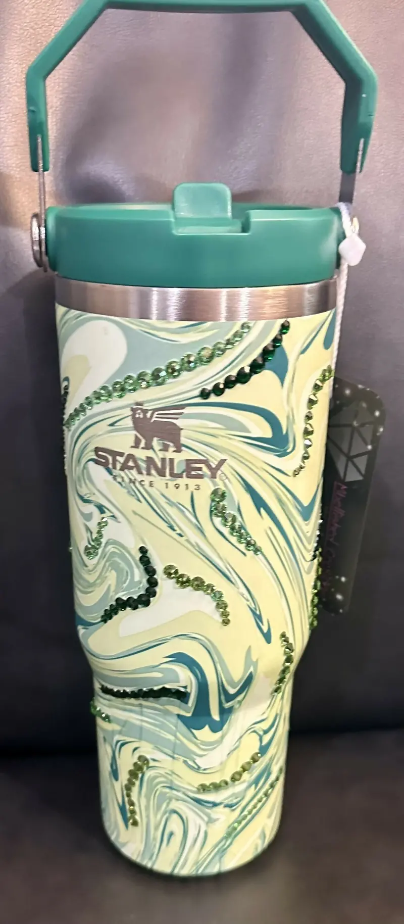 Stanley 30 Oz Tumbler In Green Marble Finish 1