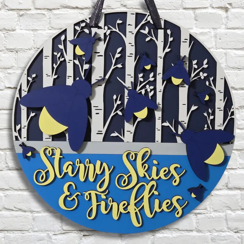 Starry Night & Fireflies Layered Door Hanger 1