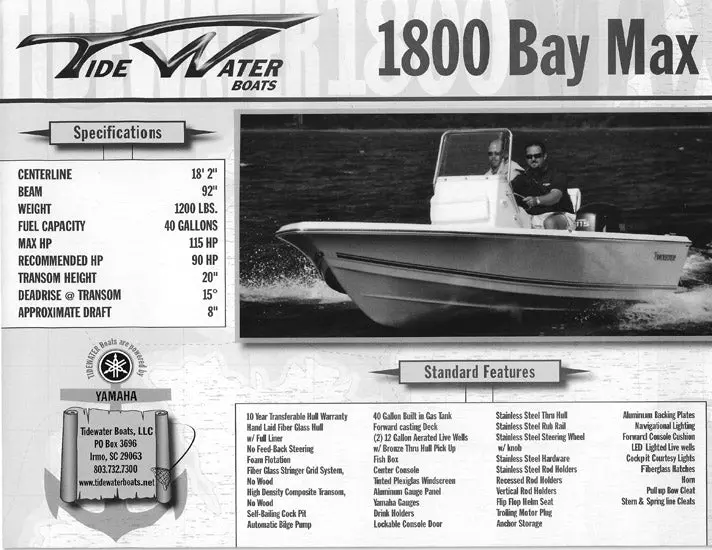 Tidewater 1800 Bay Max Brochure – Entry-Level Bay Fishing Vessel Guide 1