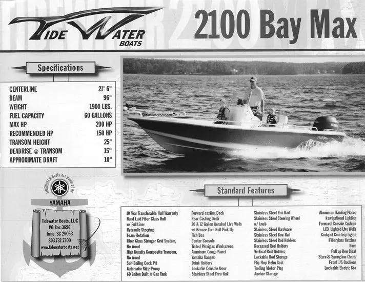 Tidewater 2100 Bay Max Brochure – Versatile Inshore Fishing Platform 1