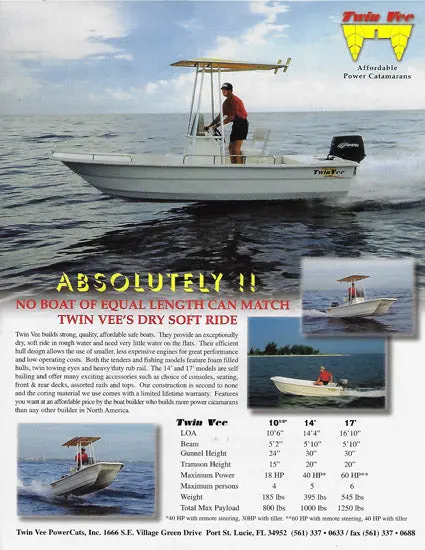 Twin Vee 8- To 17-Foot Models Brochure – Small-Boat Lineup & Applications 1