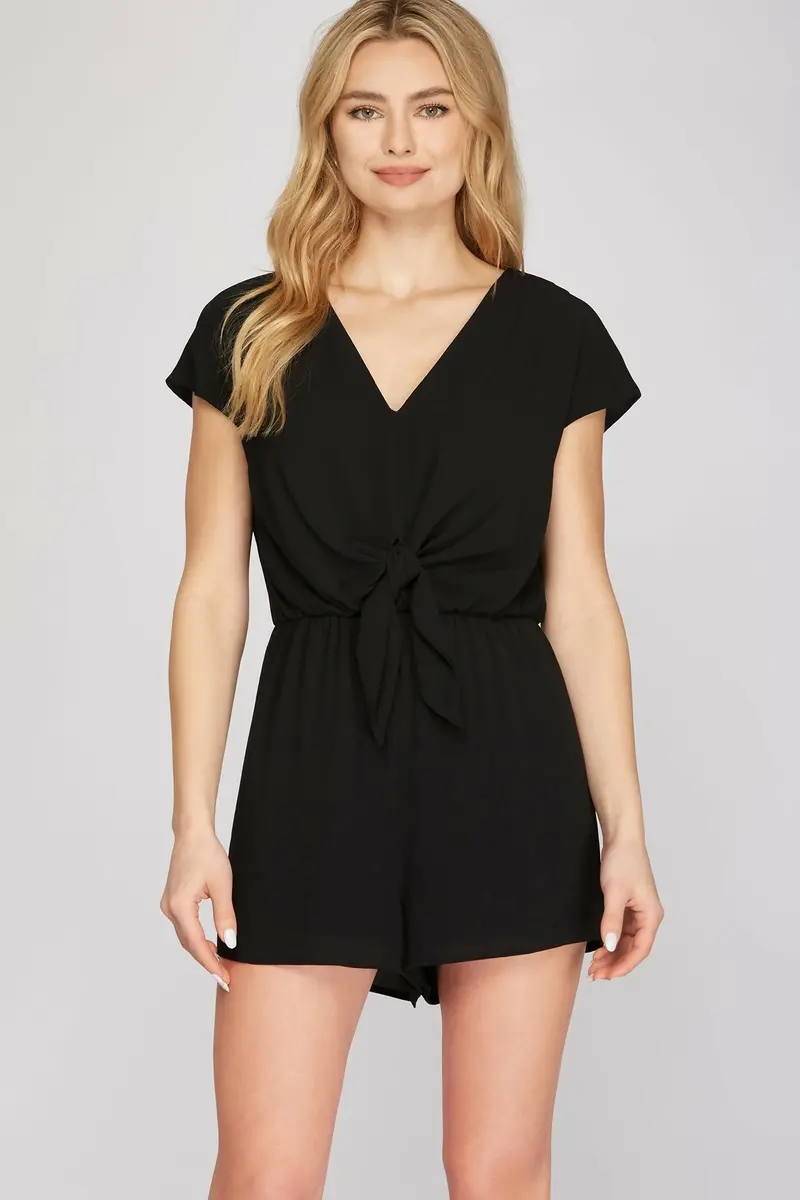 Women’S Drop-Shoulder Woven Romper – Two-Color Options Available 1